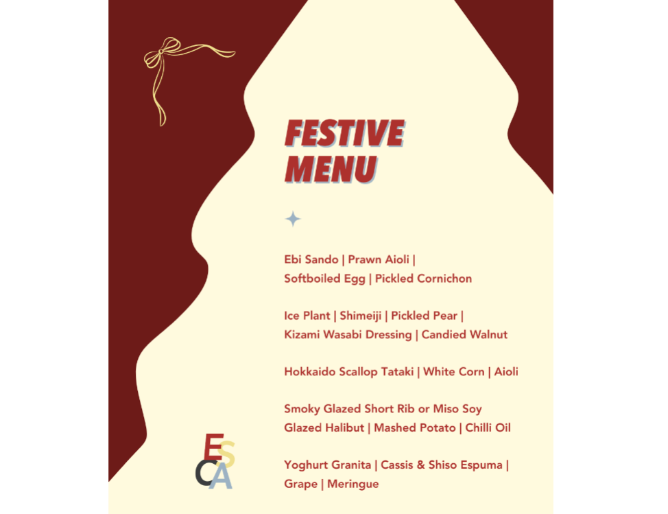 Esca Christmas/ New Year's Eve Menu