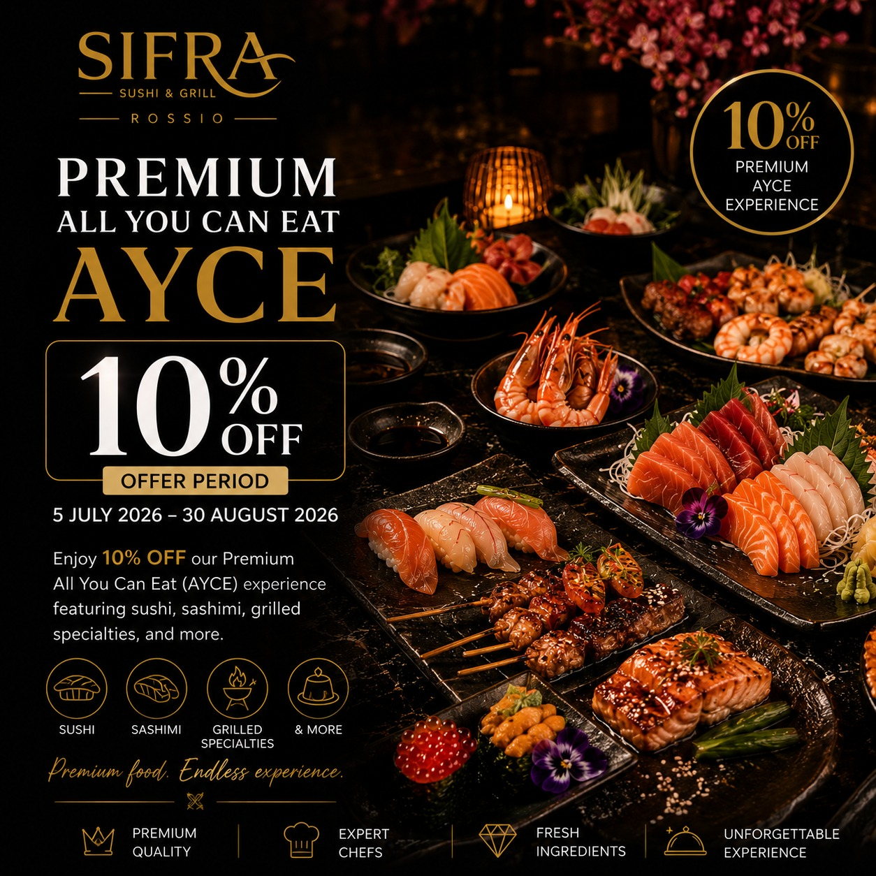Formule à volonté premium – 10% DE RÉDUCTION.